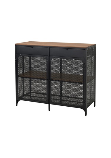 Fjällbo Konsol, Siyah, 47x111x95 Cm Meridyendukkan Rustik , Masif Ahşap Kahve Köşesi