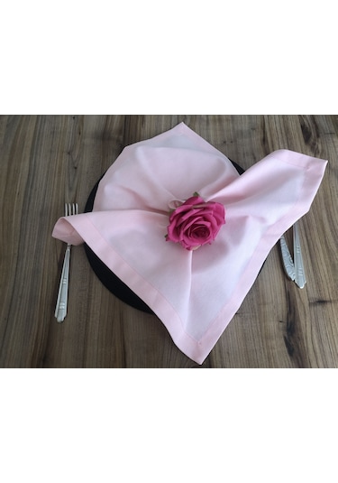 Açık Pembe Kumaş Peçete 6 Adet 40x40 Cm Çok Renkli