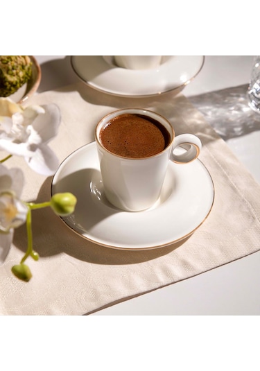 Nehir Hillary 6 Kişilik 12 Parça Porselen Kahve Fincan Takımı