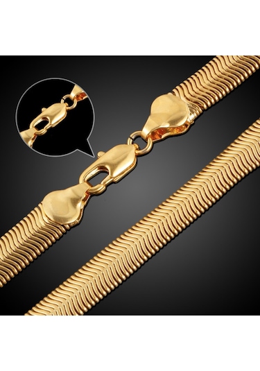 Ehediye Chavin 7 Mm. Snake Yılan Örme Kadın Zincir Kolye Bileklik Eg94 Altın