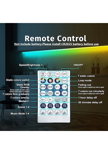 Jms Çok Renkli Led Şerit 1 M-10 M Rgbıc Ws2812b Diyot Şerit 3m 5050 24key Bluetooth