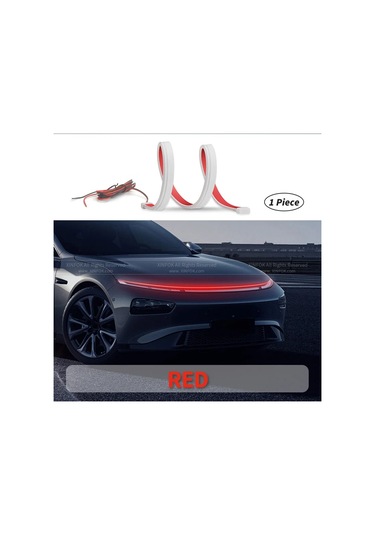 Xinfok Led Araba Kaput Işıkları Şerit Evrensel Oto Dekoratif Atmosfer Lambaları Red 200cm 78 İnch 1 Piece Set