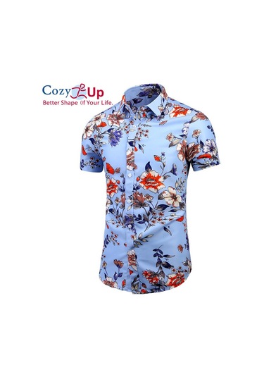 Cozy Up Floral Gömlek Erkek Kısa Kollu Pamuklu Plaj Giyim Günlük Düğmeli Gömlekler Sarı