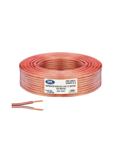 Kablo Kablo 2X0.75Mm Hoparlör Kablosu 100Metre Şeffaf