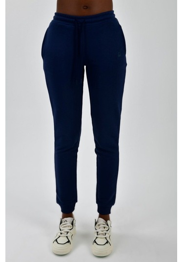 Kadın Yanları Cepli Beli Büzgülü Jogger Eşofman Altı Lacivert