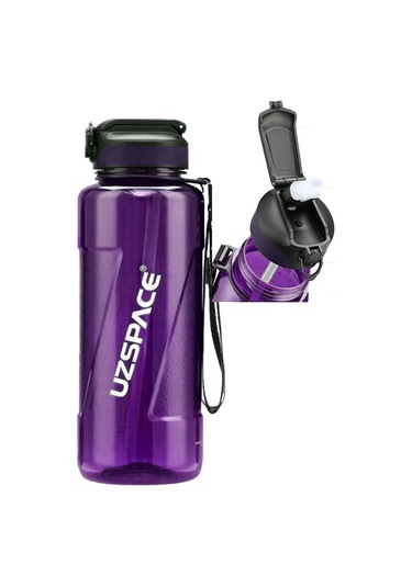 Uzspace 1,5 Litre 1500 Ml Mor Büyük Boy Spor Ve Günlük Matara / Suluk - Silion Pipet Ağızlık Mor