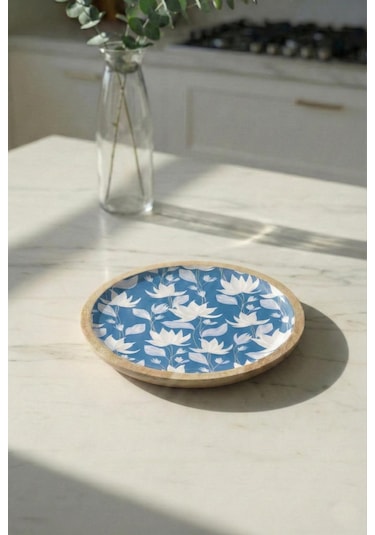 Mango Agacı Pasta Tabağı & Sunum Tabağı 20 Cm Desenli Kahverengi