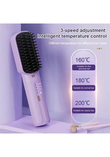 Vkemall Kablosuz Mini İyon Saç Düzleştirici Testere - 3 Hız Ayarı, Usb Şarjlı, 3200mah Pil, Anti-yanık, Otomatik Kapanma - Mor