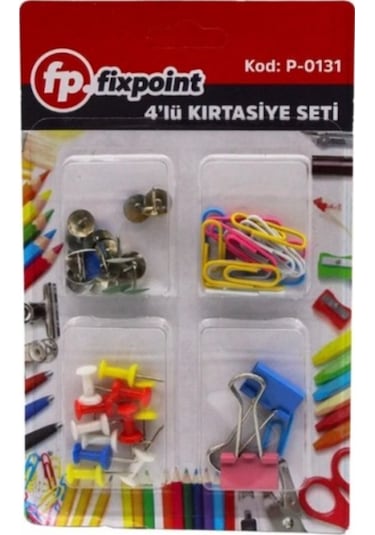 Fixpoint Ataş Raptiye Maşa Clips ve Harita Çivisi 4 lü Set