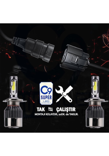 C9 Trio Üç Renk Led Xenon Far Ampulü Deli Mavi Beyaz Gün Işığı 209502006