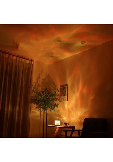 Hymark Kristal Kuzey Işıkları Okyanus Dalgası 16 Renk Projektör Dahili Pil Gece Lambası Kumandalı Dokunmatik Çok Renkli