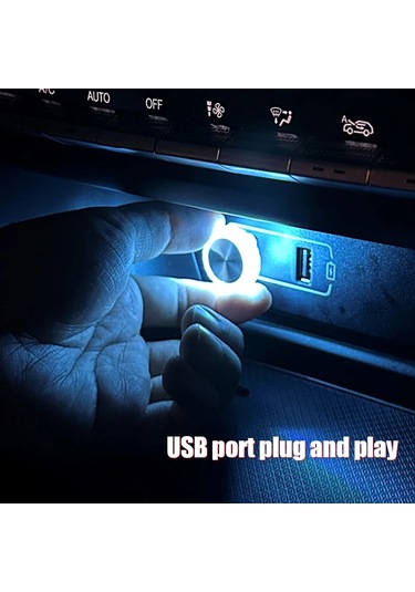 Araba Usb Ortam Işığı Mini Led Otomobil Iç Dekoratif Atmosfer Lambası White 1 Piece Set