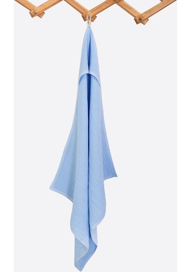 Ezh 1207 %100 Pamuklu 4 Kat Bebek Banyo Havlusu 92 x 82 CM Mavi