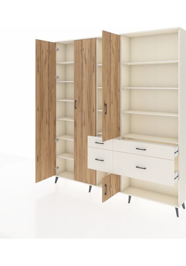 Arges Dolap 14 Raflı 4 Çekmeceli 4 Kapaklı 220x30x243 Aytaşı-çam/aytaşı Atlas Çam/aytası