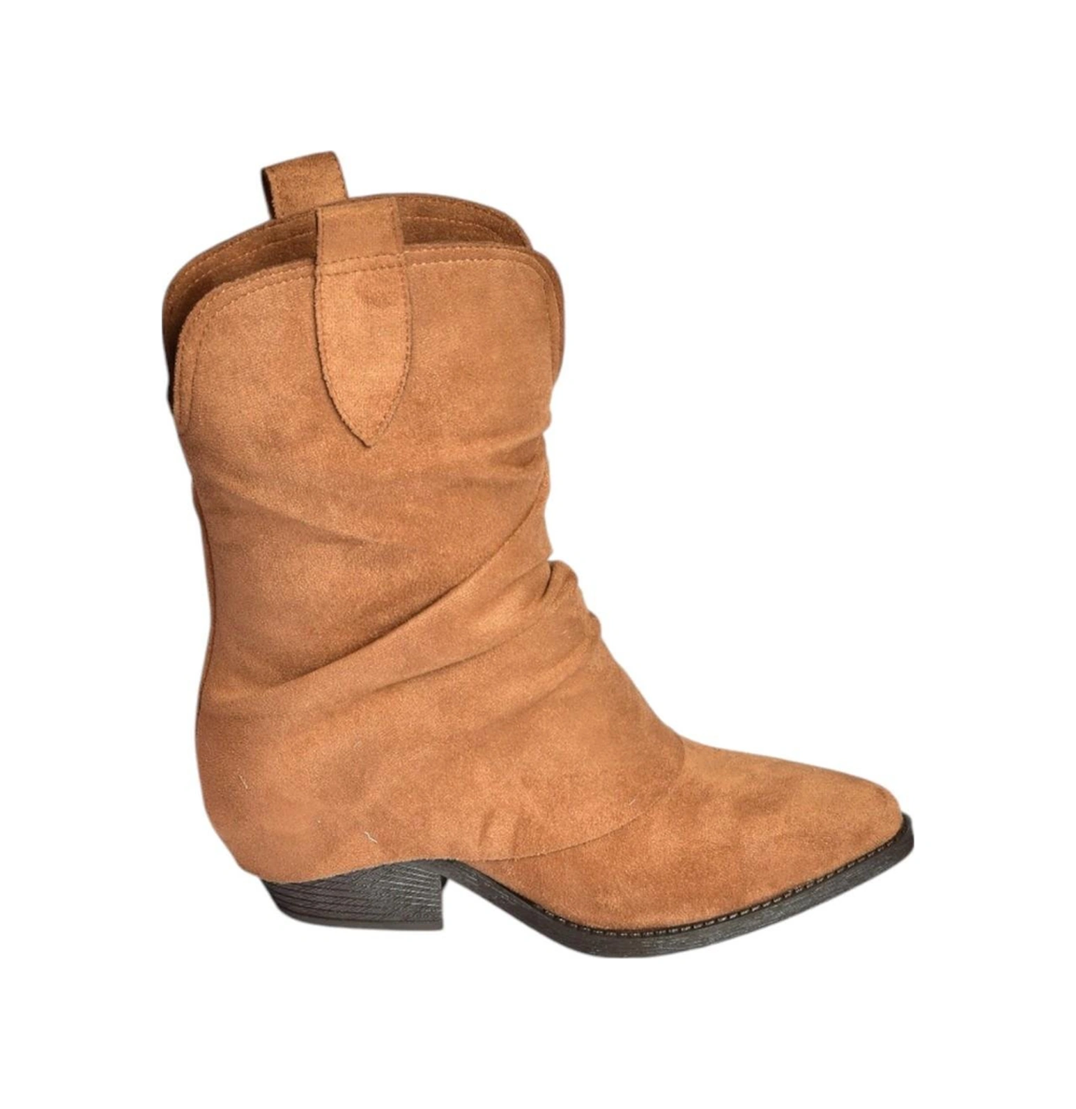 V404041002 Taba Süet Kalın Topuklu Kadın Bot Taba-Süet