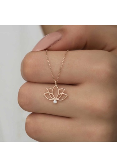 Casera's Gümüş Rose Lotus Çiçeği Kadın Kolye Csr2180929 Gümüş