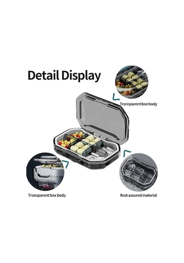 Tongxida Stil Bosphorus: Sones Mühürlü Mini Kutu, Haftalık 6 Fl Gri Bölmeli Akşam Kullanımı Std