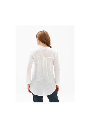 Uzun Kol Şile Bezi Akasya Bluz Beyaz Byz