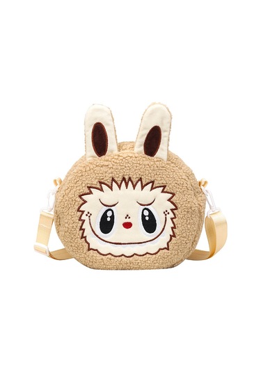 Snapbuy Labubu Tasarımlı Peluş Çapraz Çanta Bej