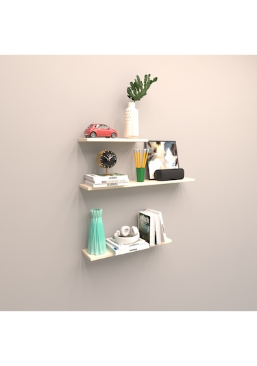 Rafkestir 3 Lü Gizli Bağlantılı Raf Set ( 80 - 40 - 40 ) Krem ( Parlak )