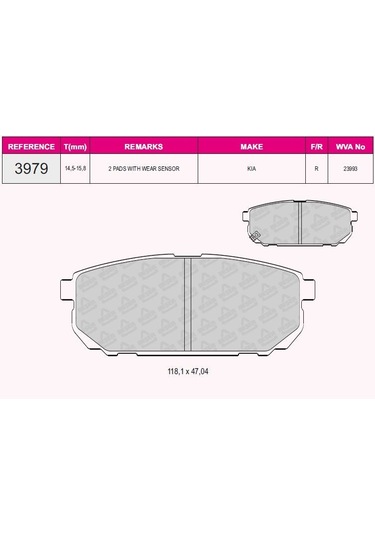 Grap Arka Fren Balatası Kıa Sorento 03-10 AOD-GRAP 93979