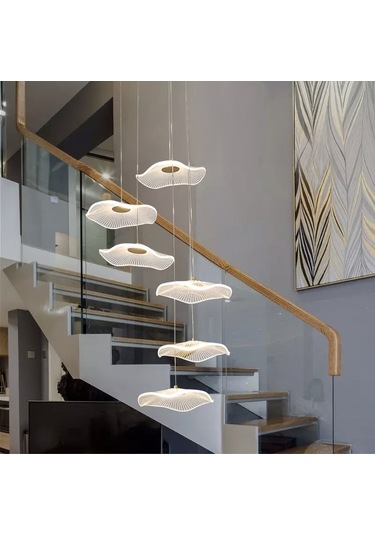 Luxury Exclusive Altılı Yuvarlak Sarkıt Led Avize Gold Sarı 6'lı Ledli Avize Gold