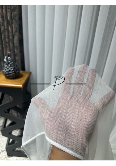 Tül Perde Simli Balık Sırtı Desen Ultra Dökümlü Etek Kurşun Sarımlı Çok Renkli