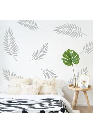 Büyük Yapraklı Vinil Duvar Çıkartmaları 16 Adet/paket Altın Altın Çok Renkli