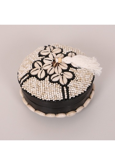 Bali Boncuklu Bambu Saklama Kutusu M 16x10 Cm