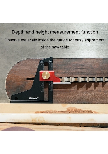 Ganwei Ağaç İşleme Yükseklik Ölçer 0-50mm Alüminyum Alaşımlı Ayarlanabilir Tablesaw Derinlik Ölçme Aracı Siyah