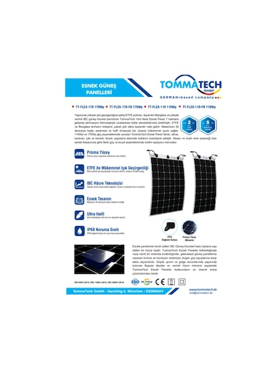 Tommatech Esnek Güneş Paneli Tt-flex-170 170wp