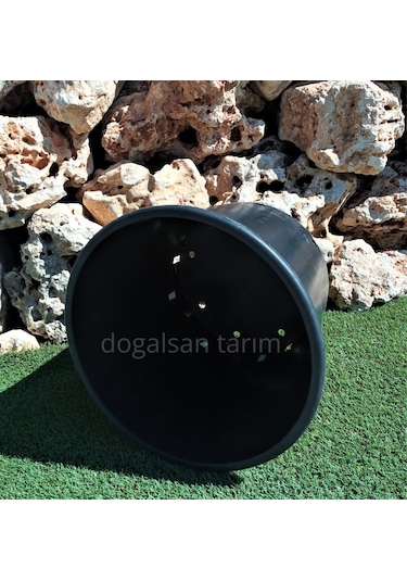 3 Adet 45 Lt Siyah Yuvarlak Üretim Saksı Fide Saksı Çiçek Saksı