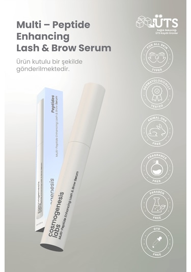 Cosmogenesis Labs Kaş Kirpik Güçlendirici Serum 3ml – Su Bazlı Besleyici Dolgunlaştırıcı Vegan (%1 Biotin- %1 Peptit)