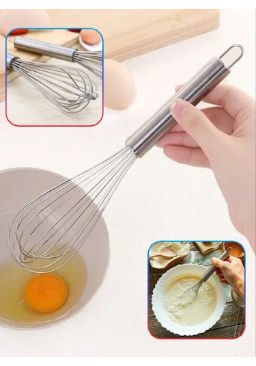 Paslanmaz Çelik Çırpıcı Krom Metal Saplı Çırpıcı