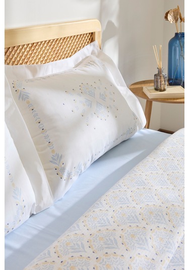 Kaşmir Home Daisy %100 Pamuk Çift Kişilik Pike Takımı Mavi Mavi