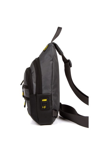 Newish Polo Erkek Kumaş Usb Kulaklık Çıkışlı Bodybag Göğüs Ve Omuz Çantası New172 - Gri