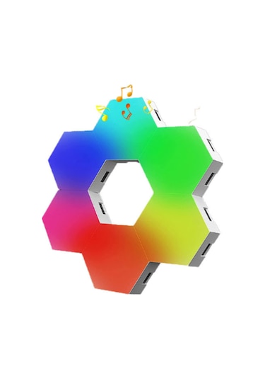 Vkemall 6'lı Set Rgb Işıklı Duvar Paneli - Bluetooth Uygulama + Kumanda Kontrolü, Müzik Rhytmi, Oyuncu Odası Işıklandırması Diğer