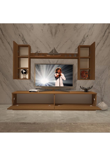 Decoraktiv Eko 5db Mdf Std Tv Ünitesi Tv Sehpası Ceviz