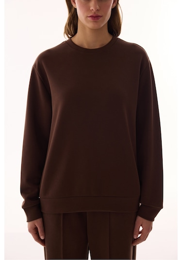 Penti Kahverengi Bisiklet Yaka Oversize Modal Sweatshirt