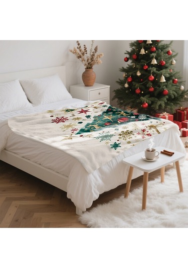 Noel Fral Küçük Battaniye Festival Atmosferi Pratik Kullanım-mt-flr-111 150 130 Yeşil