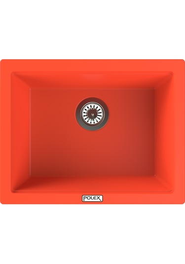 Polex Cristalüx Granit Evye P-09 Turuncu Tezgah Altı Ve Tezgah Üstü Kare Mutfak Evyesi 55.5x43.5 CM