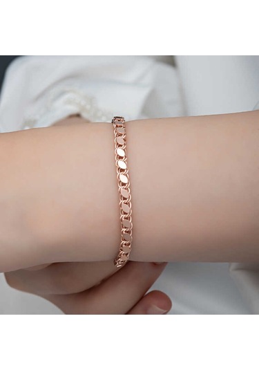 Blackcraft 925 Ayar Gümüş Rose Pullu Zincir Kadın Bileklik Bc-bdb26b Renkli