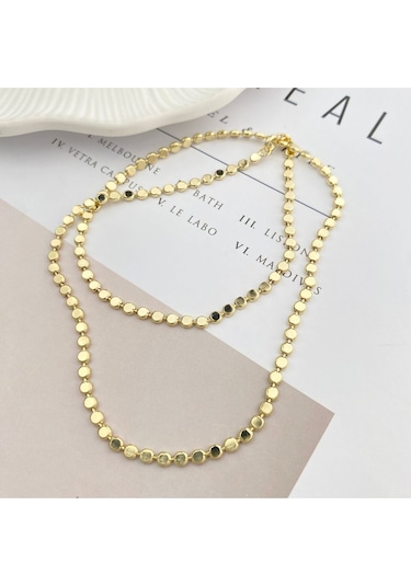 Dorika Kolye Ezme Topcuklu Kadın Kolye Kararmaz Xuping 50cm 14 Ayar Gold