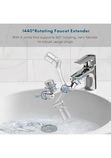 Youtek Aoresac 1440 Döner Musluk Uzatma Kolu - Çift Modlu Su Çıkışı, Kurulum Seti Dahil