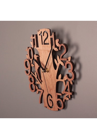 Yaleker Ahşap Ağaç Desenli Sessiz Duvar Saati - Ofis, Mutfak, Yatak Odası İçin Dekoratif, Keskin Okuma, 28.5cm, Sessiz Hareket Çok Renki