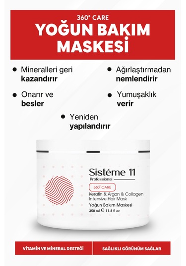 Sistéme 11 Yıpranmış Saçlar Için Intensive Repair Yoğun Bakım Maskesi 350 Ml