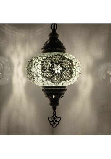 Dekoratif Osmanlı Fas Lambası Mozaik Avize Tekli Sarkıt Renkli