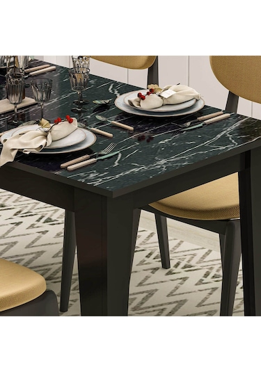 Şimal Yemek Masası 120x72 Siyah - Royal Mermer