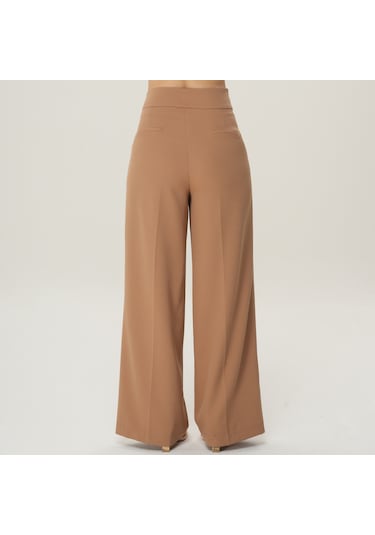 Deryam Tekstil Geniş Paça Kadın Pantolon Kahverengi