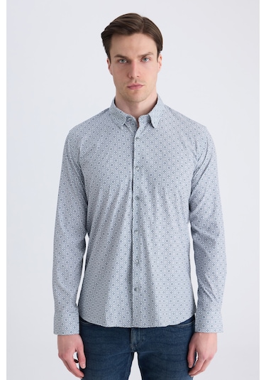 Twn Slim Fit Taş Baskılı Gömlek 4ec02ad072802 S01